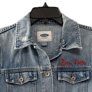 Embroidered Denim Jean Jacket Bae Area Daisy & Heart size M